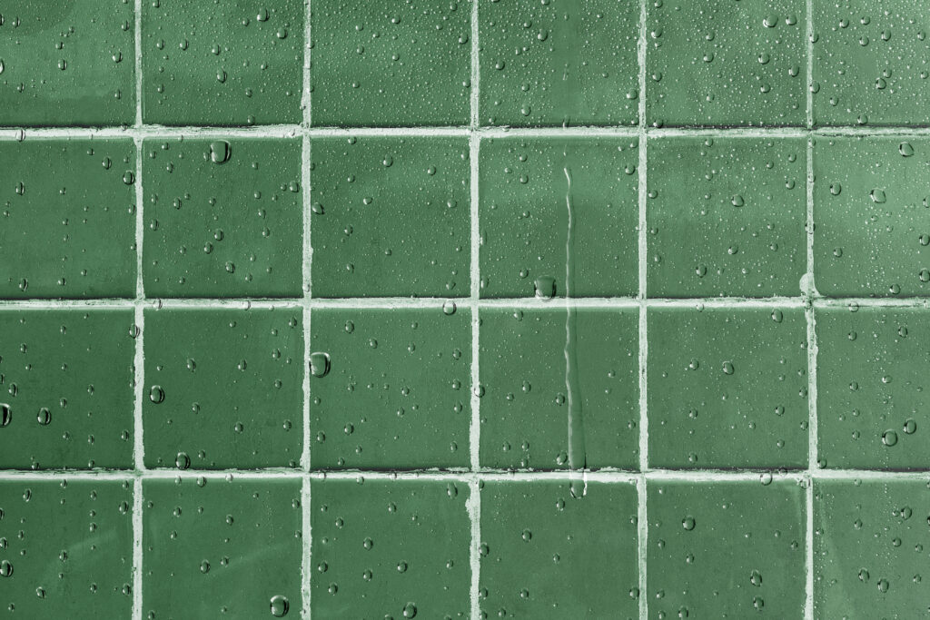 green floor tiles